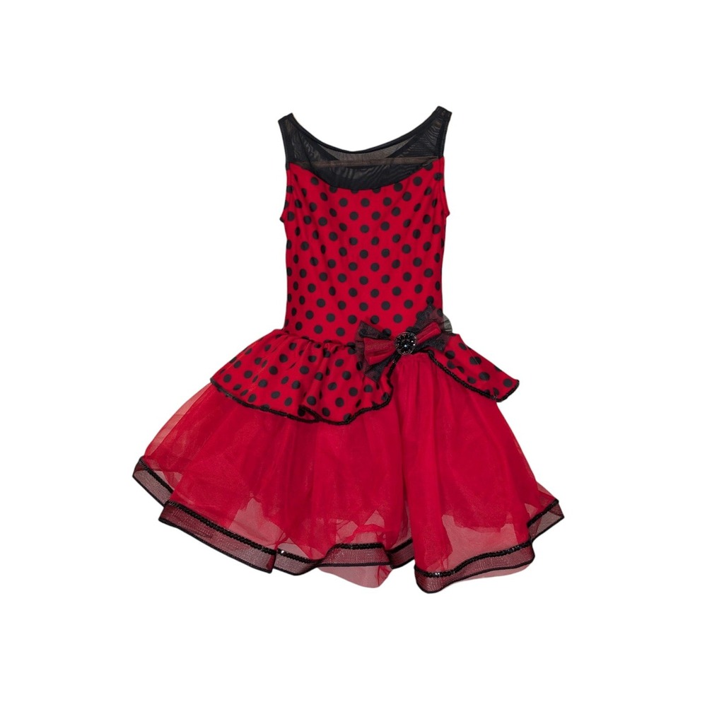 Weissman Kids Red Black Polka Dot Dance Leotard Tutu Dress Lady Bug 13828 IC